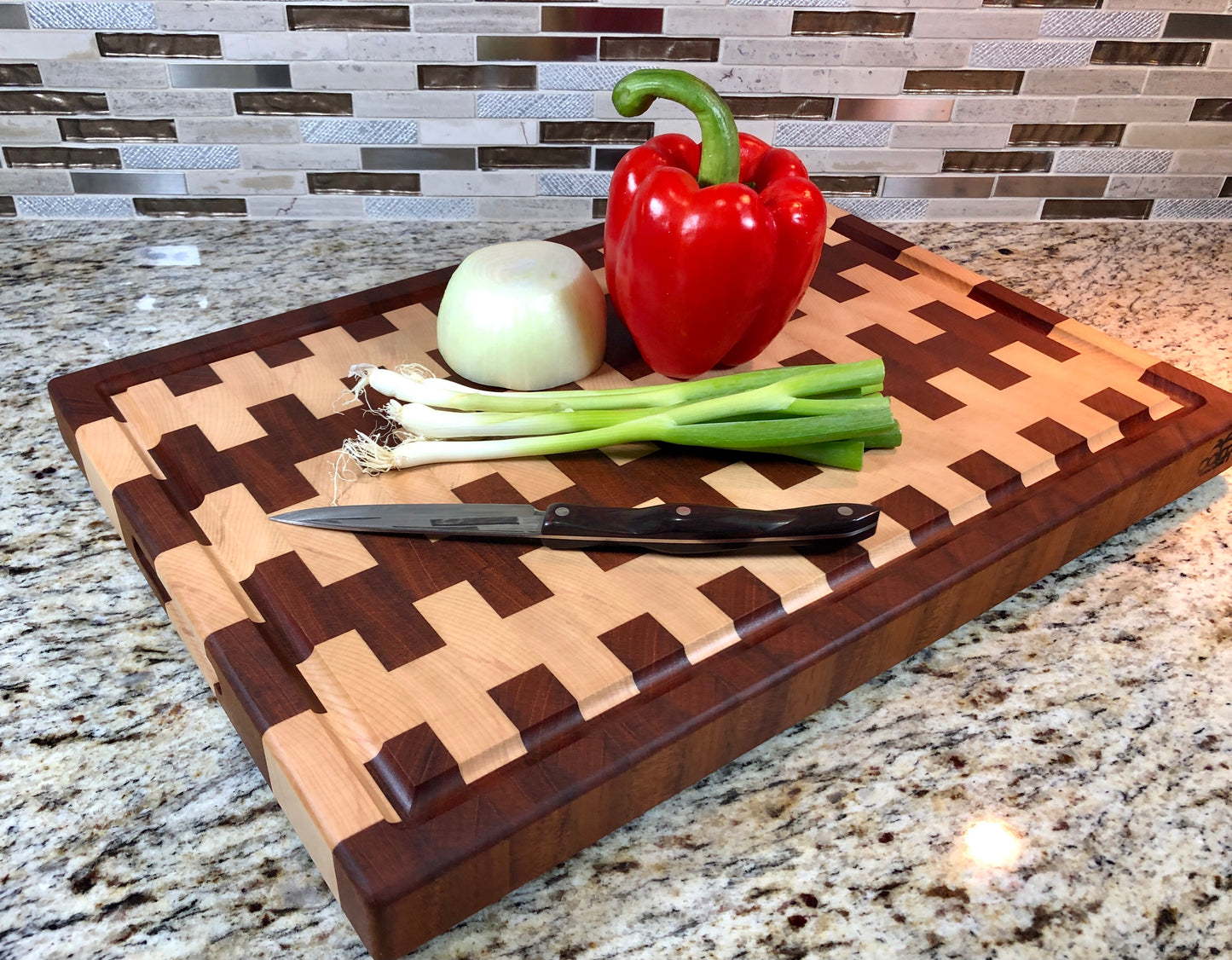 Cutting Board with Juice Groove, Butcher Block End Grain, Optional Personalization